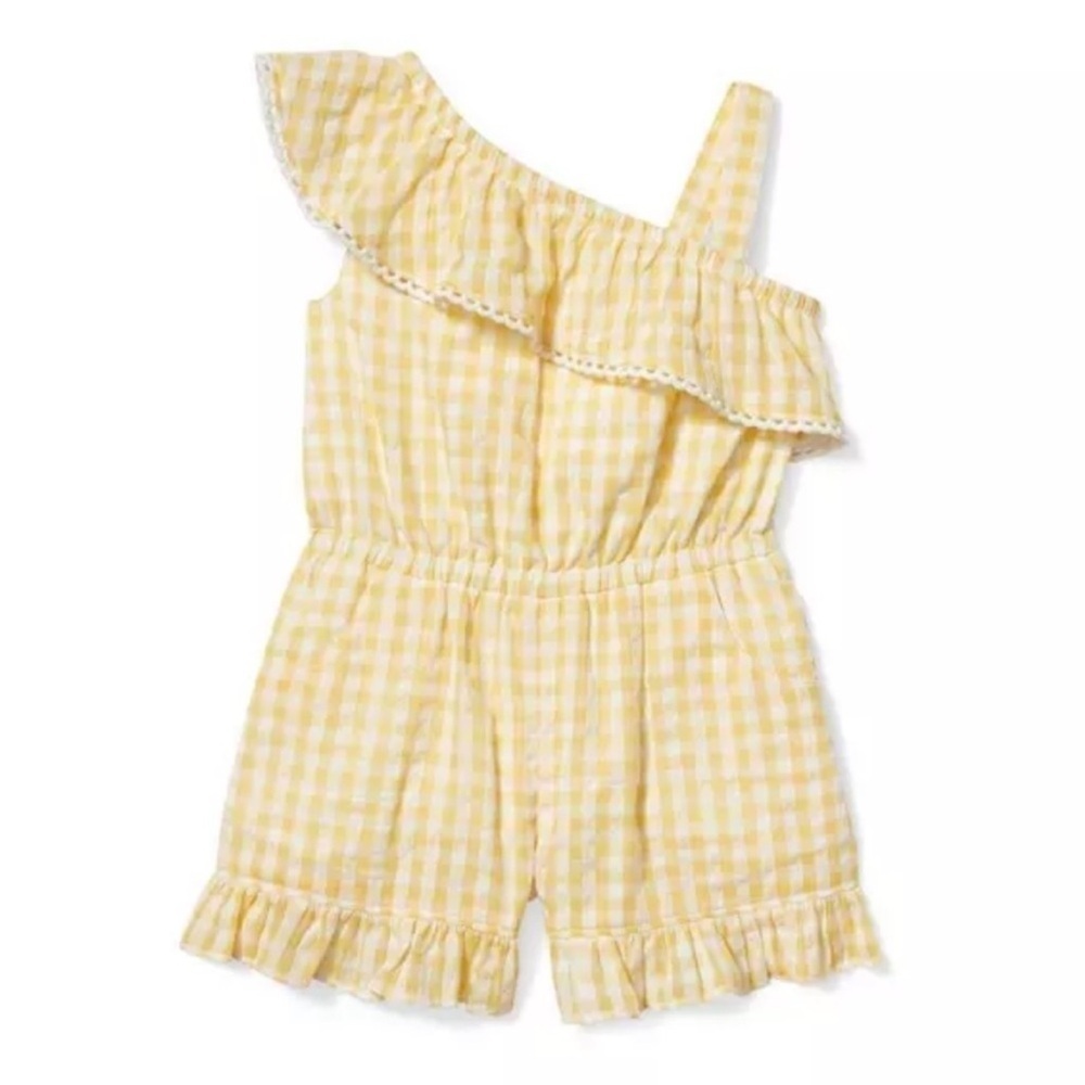Janie and Jack yellow check romper size 4